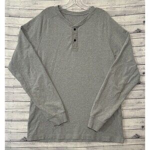 Lululemon Henley Shirt Top Sz XL Gray Long Sleeve Stretch Essential Basics